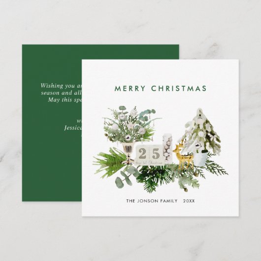 Elegante Boheemse Kerstmis Samenstelling Groet Feestdagenkaart (Voorkant / Achterkant)