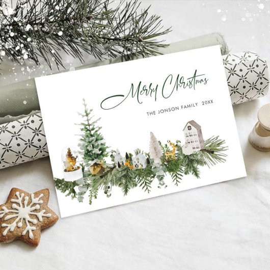 Elegante Boheemse Kerstmis Samenstelling Groet Feestdagenkaart