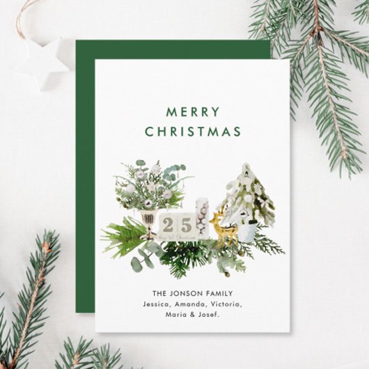 Elegante Boheemse Kerstmis Samenstelling Groet Feestdagenkaart