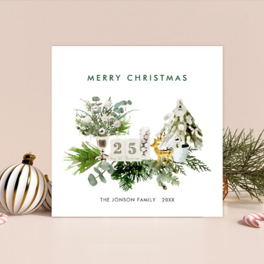 Elegante Boheemse Kerstmis Samenstelling Groet Feestdagenkaart