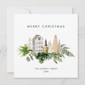 Elegante Boheemse Kerstmis Samenstelling Groet Feestdagenkaart (Voorkant)