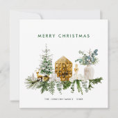 Elegante Boheemse Kerstmis Samenstelling Groet Feestdagenkaart (Voorkant)