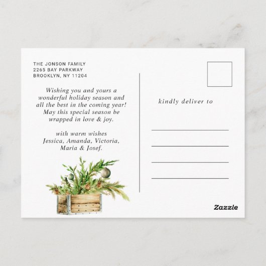 Elegante Boheemse Kerstmis Samenstelling Vakantie Briefkaart (Achterkant)