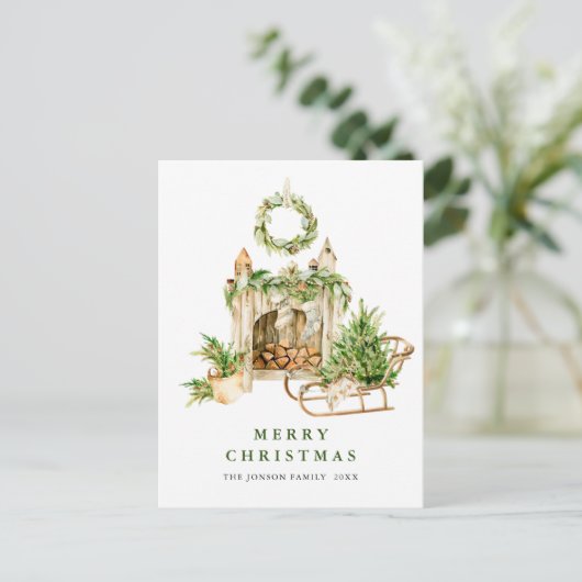 Elegante Boheemse Kerstmis Samenstelling Vakantie Briefkaart (Staand voorkant)