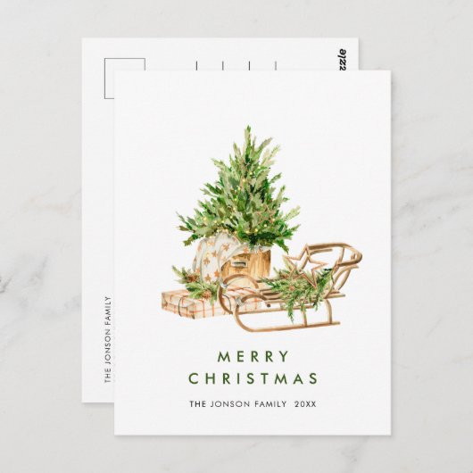 Elegante Boheemse Kerstmis Samenstelling Vakantie Briefkaart (Voorkant / Achterkant)