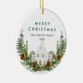 Elegante Boheemse Kerstmis Samenstelling Vakantie Keramisch Ornament (Rechts)