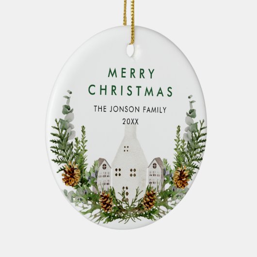 Elegante Boheemse Kerstmis Samenstelling Vakantie Keramisch Ornament (Rechts)