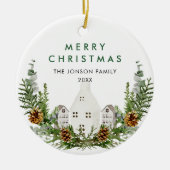Elegante Boheemse Kerstmis Samenstelling Vakantie Keramisch Ornament (Voorkant)