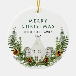 Elegante Boheemse Kerstmis Samenstelling Vakantie Keramisch Ornament