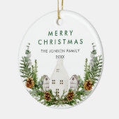 Elegante Boheemse Kerstmis Samenstelling Vakantie Keramisch Ornament (Links)