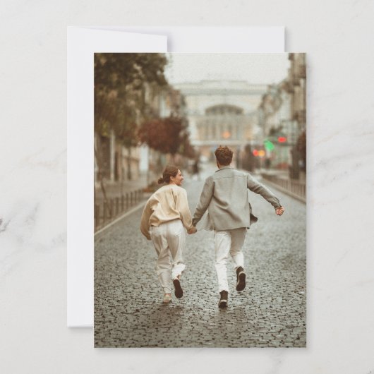 Elegante Boheemse Moderne Minimalistische 2 Foto B Kaart (Achterkant)