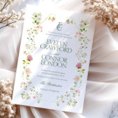 Elegante Boheemse Monogram Bloemenbruiloft Kaart