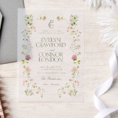Elegante Boheemse Monogram Bloemenbruiloft Vellum Uitnodigingen