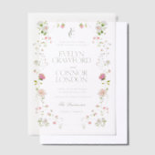 Elegante Boheemse Monogram Bloemenbruiloft Vellum Uitnodigingen (Offset)