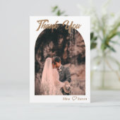 Elegante Boheemse pampas gras foto bruiloft Bedankkaart (Staand voorkant)