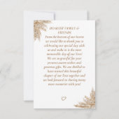 Elegante Boheemse pampas gras foto bruiloft Bedankkaart (Achterkant)