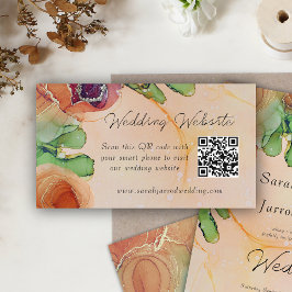 Elegante Boheemse QR-huwelijkswebsitekaart Visitekaartje