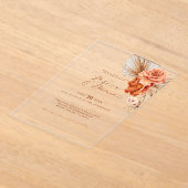 Elegante Boheemse rustieke bloemenbruiloft Acryl Uitnodigingen (Laagn)