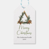 Elegante Boheemse Rustieke Botanische Kerstlabels Cadeaulabel (Voorkant)