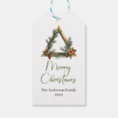 Elegante Boheemse Rustieke Botanische Kerstlabels Cadeaulabel (Achterkant)