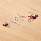 Elegante Boheemse Waterverf Bloemen Bruiloft Acryl Uitnodigingen (Laagn)