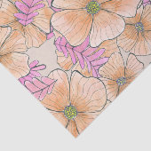 Elegante Boheemse Waterverf Peach Pink Flowers Tissuepapier (Detail)