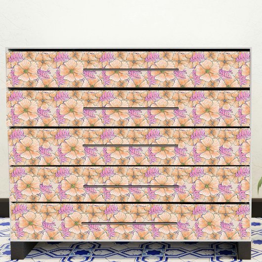 Elegante Boheemse Waterverf Peach Pink Flowers Tissuepapier