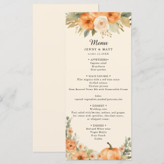 Elegante Boheemse Waterverf Pompoen Bloemige Bruil Menu