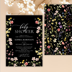 Elegante Boheemse Wildflower Girl Baby shower Kaart