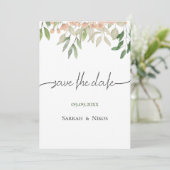 Elegante Boheemse zachte groene bruiloft Save The Date (Staand voorkant)