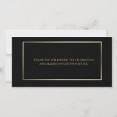 Elegante Boheemse Zwart Goud Masquerade Dank u Bedankkaart (Achterkant)