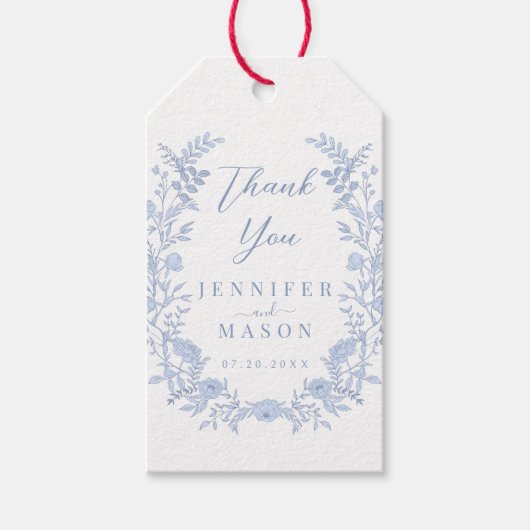 Elegante bohemian bloemenkrans bruiloft dank u cadeaulabel (Voorkant)