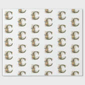 Elegante bohemian bloemenletter C Cadeaupapier (Vlak)