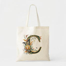 Elegante bohemian bloemenletter C Tote Bag