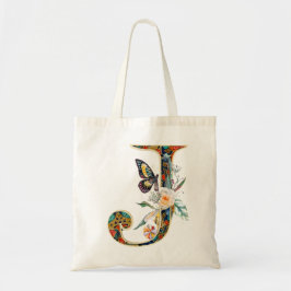 Elegante bohemian bloemenletter J Tote Bag