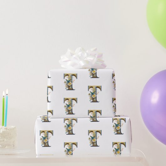 Elegante bohemian bloemenletter T Cadeaupapier (Feestgeschenken)