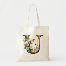 Elegante bohemian bloemenletter U Tote Bag