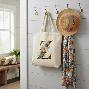 Elegante bohemian bloemenletter Z Tote Bag