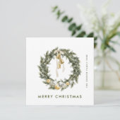 Elegante Bohemian Christmas Pine krans groet Feestdagenkaart (Staand voorkant)