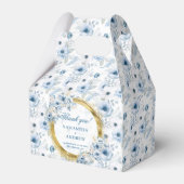 Elegante Bohemian Dusty Blue Gold Wedding Favoriet Bedankdoosjes (Voorkant Zijde)