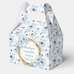 Elegante Bohemian Dusty Blue Gold Wedding Favoriet Bedankdoosjes