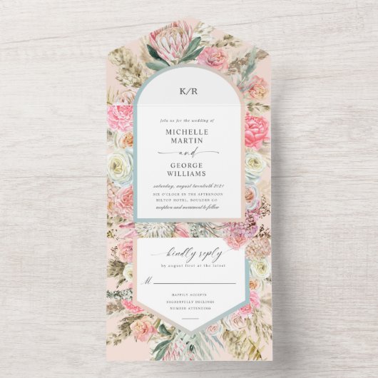 Elegante Bohemian Floral in één uitnodiging (Binnen)