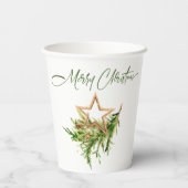 Elegante Bohemian Merry Christmas Compositie Papieren Bekers (Achterkant)