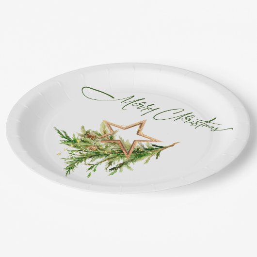 Elegante Bohemian Merry Christmas Compositie Papieren Bordje (Gekanteld)