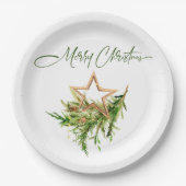 Elegante Bohemian Merry Christmas Compositie Papieren Bordje (Voorkant)