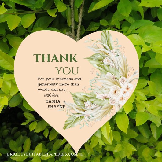 Elegante Bohemian Pampas Grass bruiloft Hart Sticker