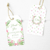 Elegante Bohemian roze bloemenbruiloft dank u Cadeaulabel