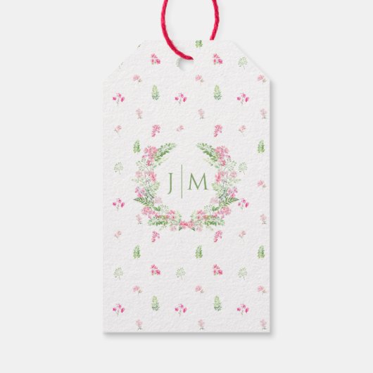 Elegante Bohemian roze bloemenbruiloft dank u Cadeaulabel (Achterkant)