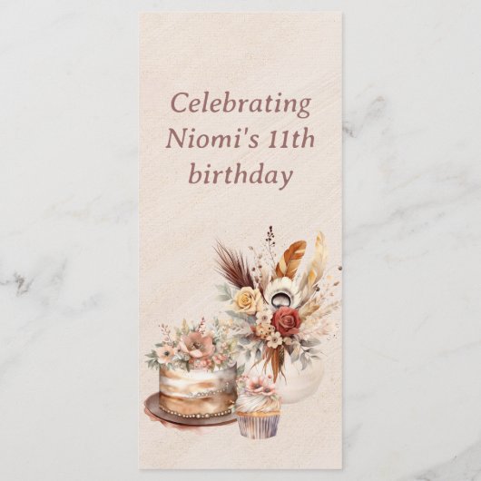 Elegante Bohemian Spring Tea Party Menu (Achterkant)