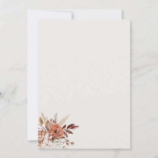 Elegante Bohemian Terracotta bruiloft Kaart (Achterkant)